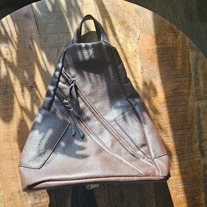 Burgendy faux leather backpack